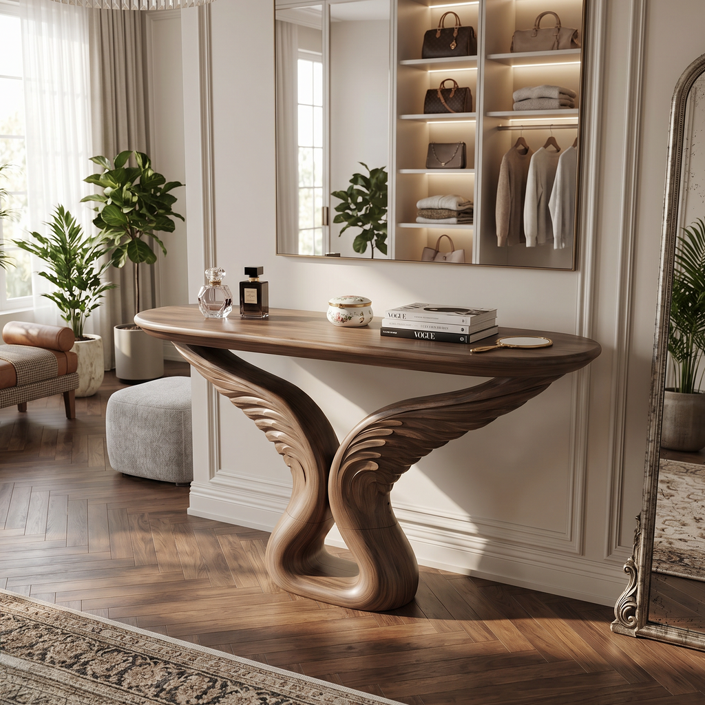 Organic Arch Base Console Table Contemporary Hallway