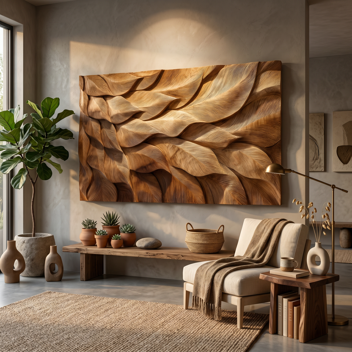 Organic Wall Art With Layered Texture For Living Room