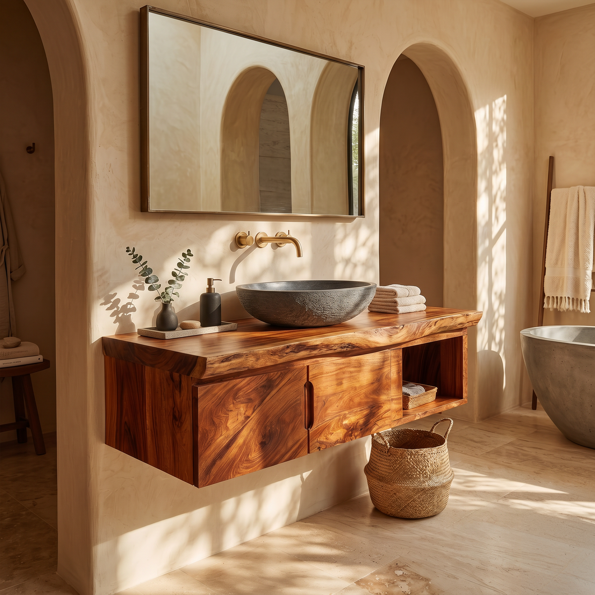 Organic Storage Bathroom Cabinet Modern Ensuite