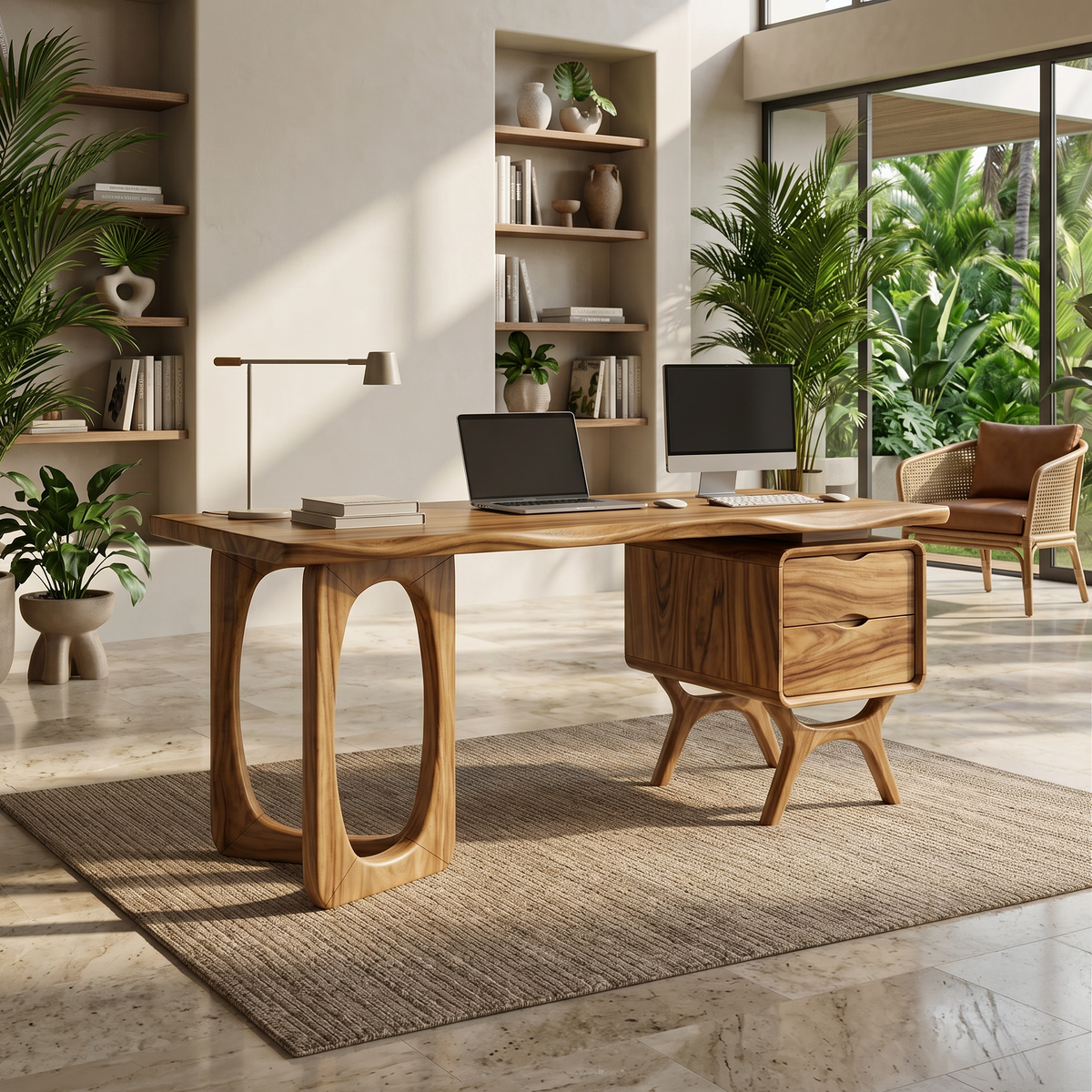 Organic Live Edge Executive Desk Modern Office