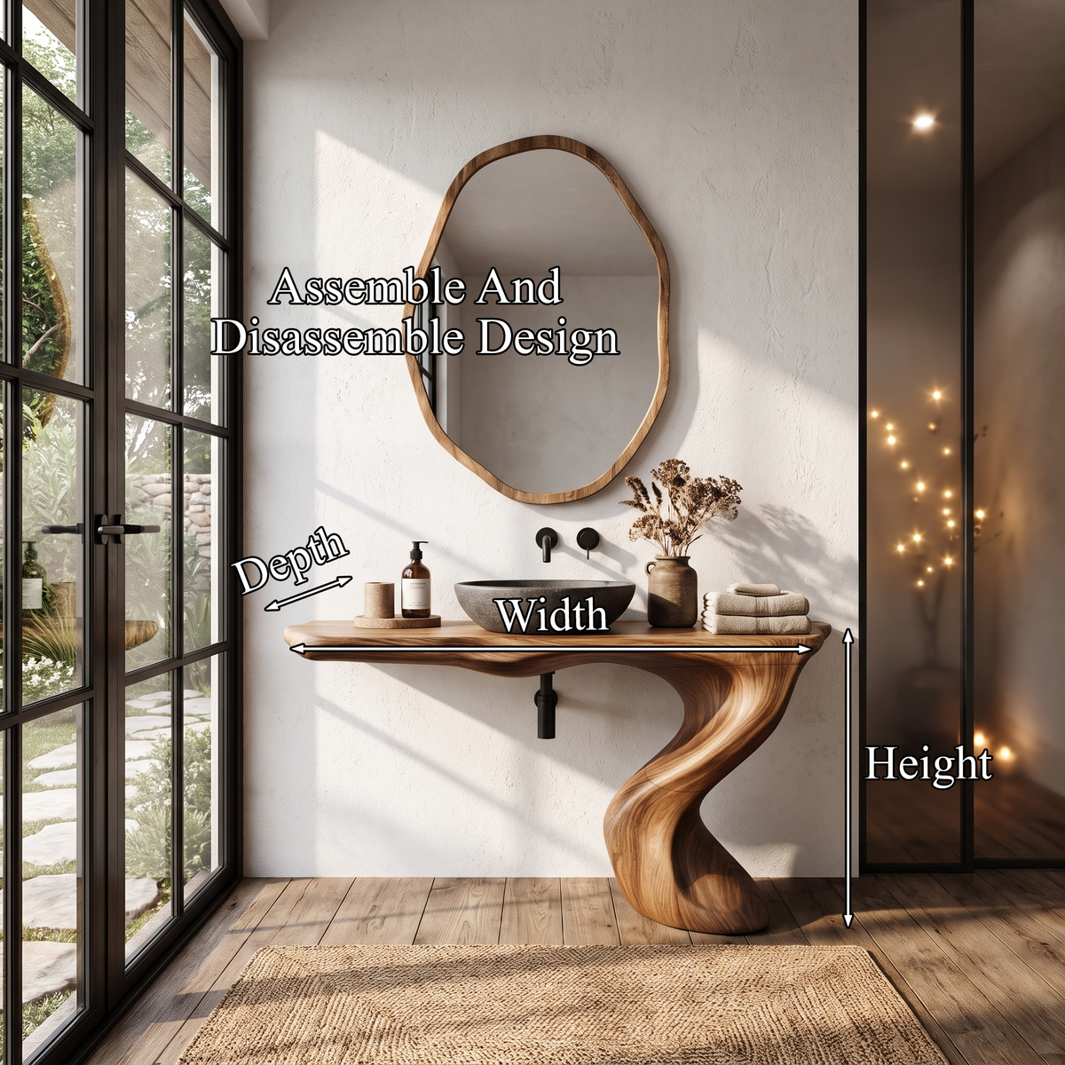 Organic Modern Bathroom Vanity With Tree Root Inspired Design For Powder Room
