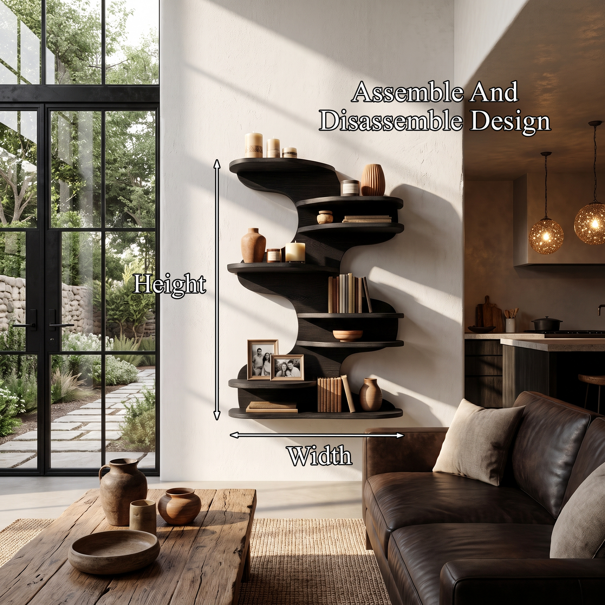 Modern Floating Shelf With Nature Inspired Tree Branch Form For Living Room