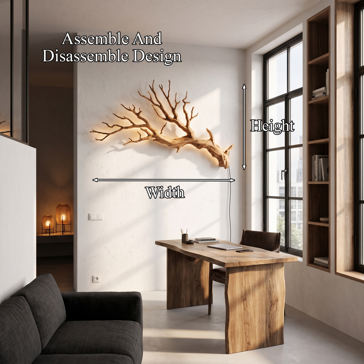 Sculptural Wall Light With Nature Inspired Tree Branch Design For Entryway