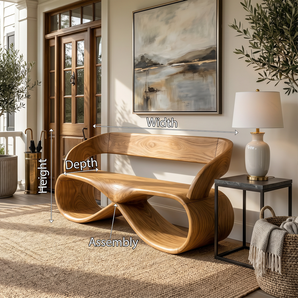 Luxury Solid Wood Bench Designer Interior