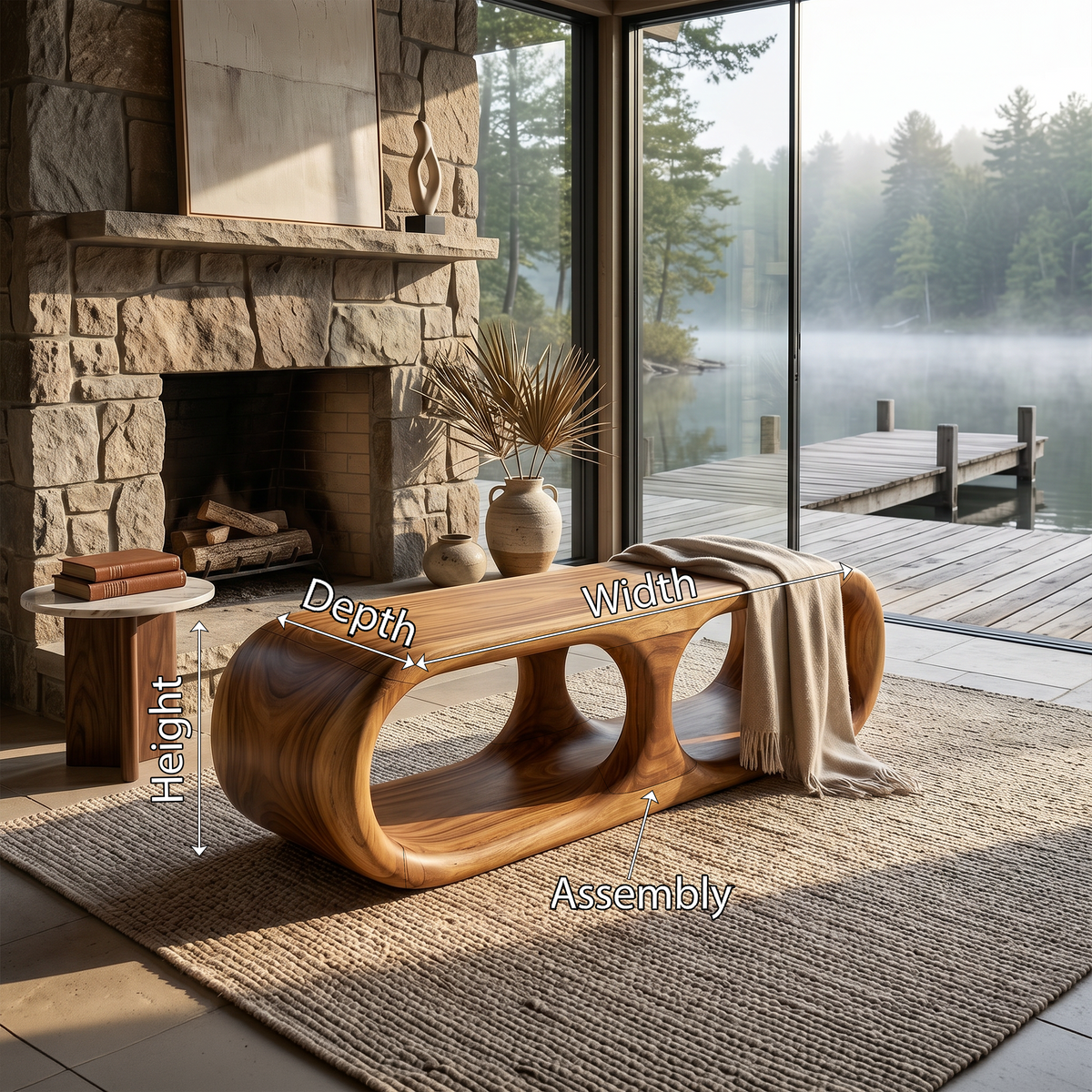 Japandi Wooden Bench Serene Entryway