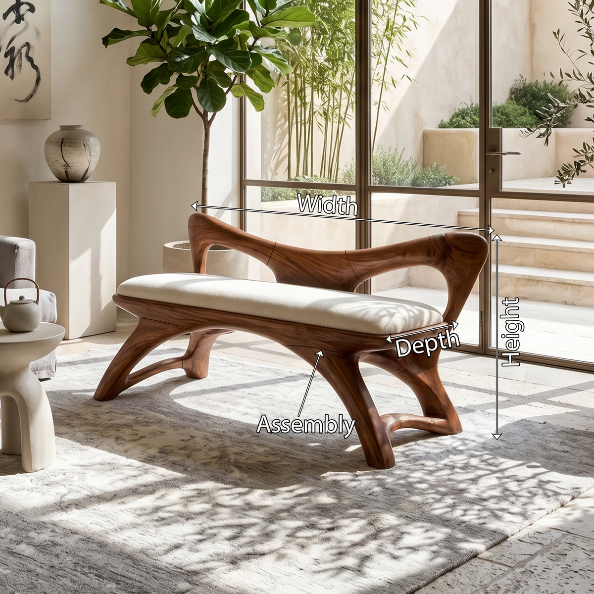 Organic Modern Wooden Bench Luxury Entryway