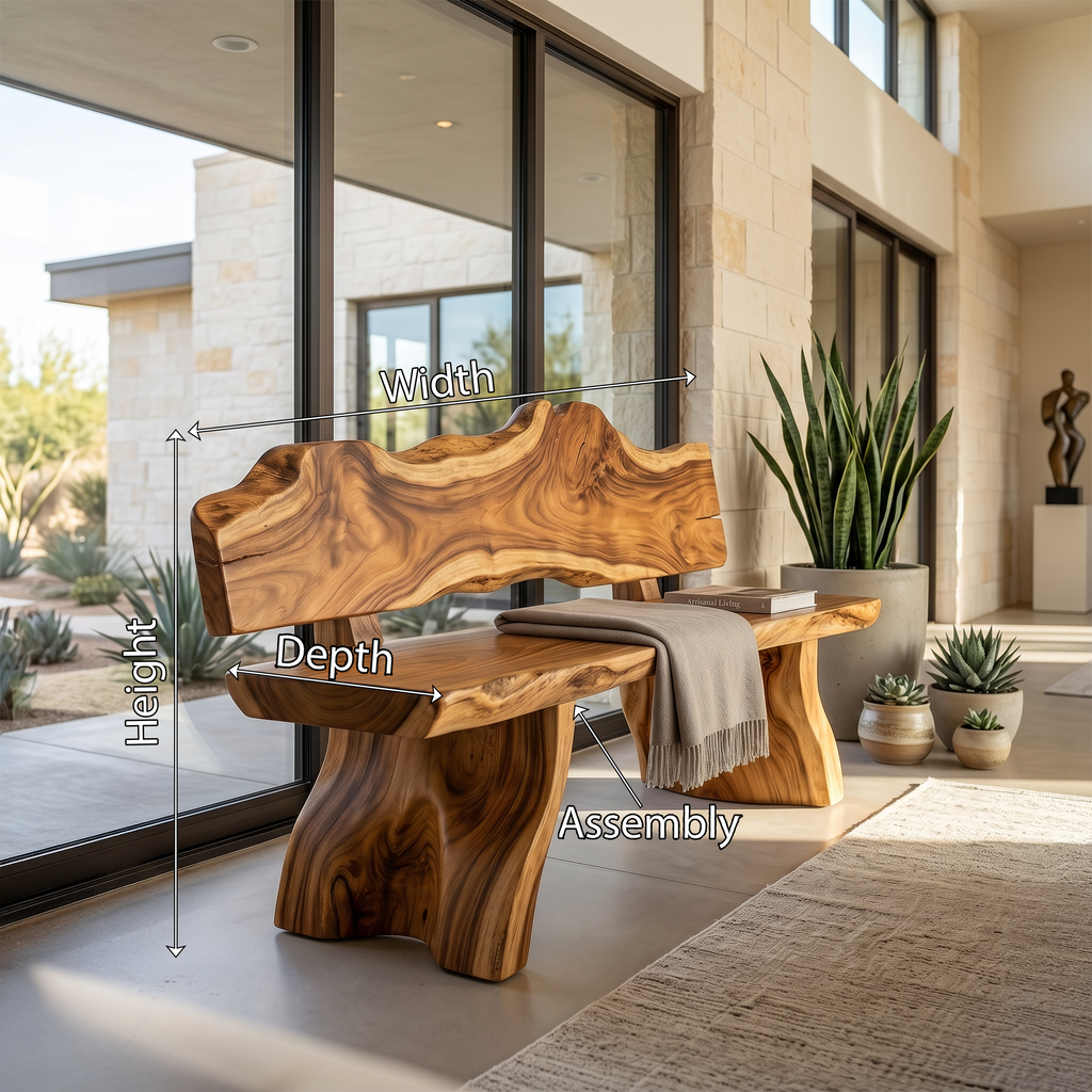 Rustic Live Edge Bench Contemporary Foyer