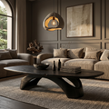 Rustic Coffee Table With Sculptural Wooden Base For Living Room