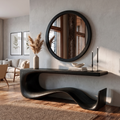 Rustic Console Table With Handcrafted Curved Wood Design For Entryway