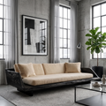 Handcrafted Sofa Frame With Sculptural Wooden Base For Living Room