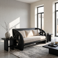Modern Organic Sofa With Sculptural Perforated Wood Frame