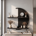 Minimalist Circle Round Floating Shelf Solid Wood For Living Room Wall Art