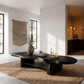 Nature Inspired Coffee Table With Sculptural Wood Base For Living Room