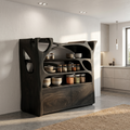 Handcrafted Shoe Cabinet Sculptural Wood Design For Entryway