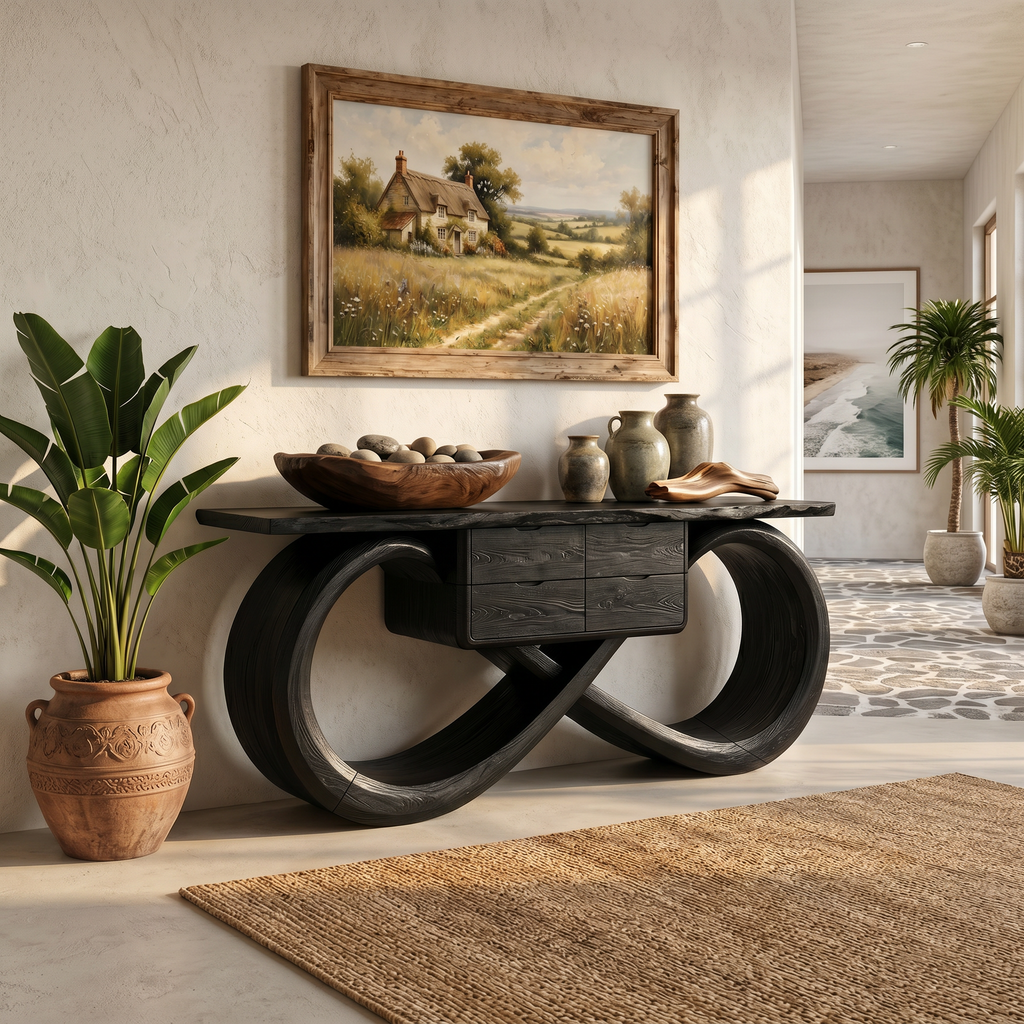 Organic Sculptural Console Table Contemporary Hallway