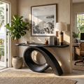 Organic Fluted Base Console Table Contemporary Entryway