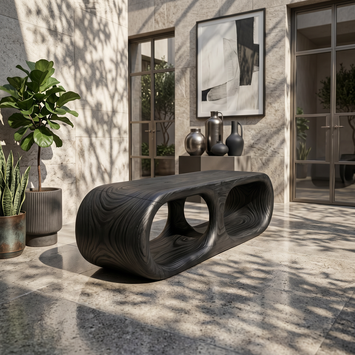 Japandi Wooden Bench Serene Entryway