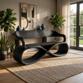 Sculptural Wooden Bench Modern Living Room