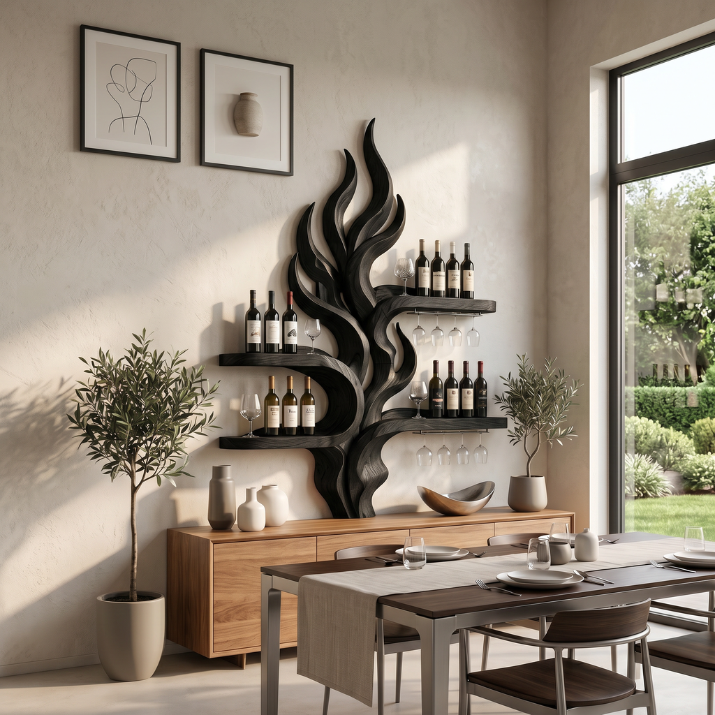 Handcrafted Organic Modern Wine Holder For Home Bar