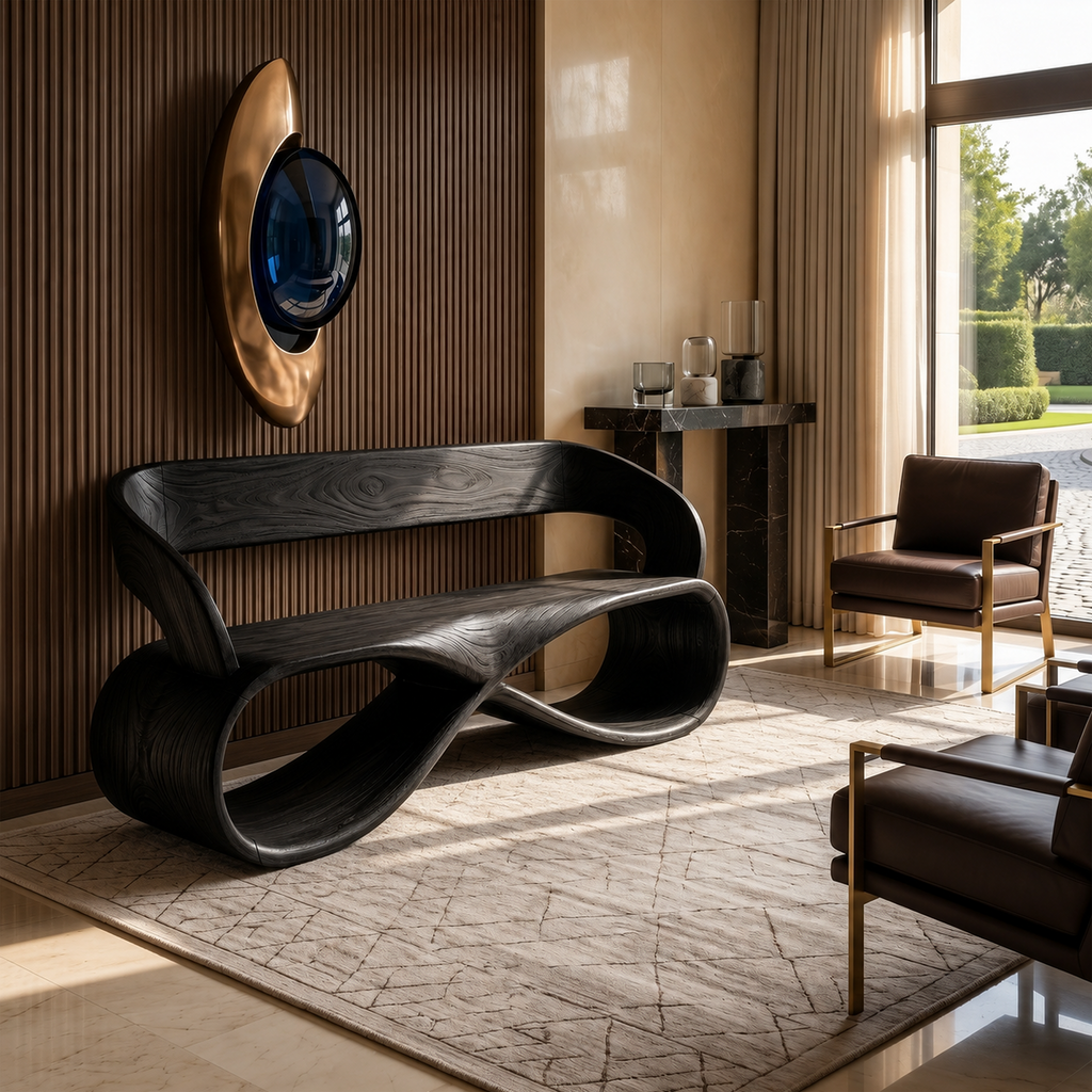 Luxury Solid Wood Bench Designer Interior
