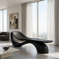 Modern Wooden Bench With Curved Sculptural For Living Decor