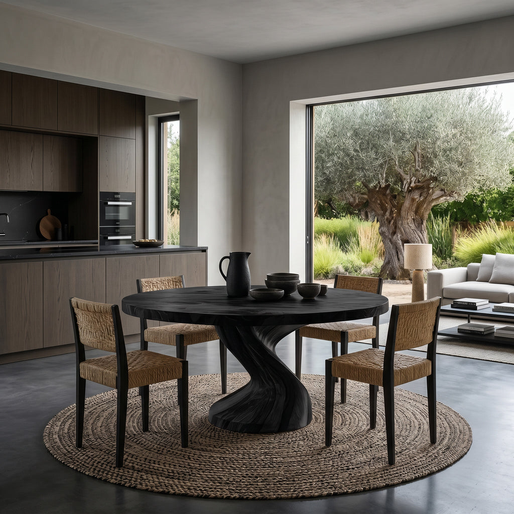 Modern Round Dining Table With Twisted Leg For Breakfast Nook