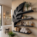 Modern Wooden Leaf Bathroom Shelf For Bathroom Interior