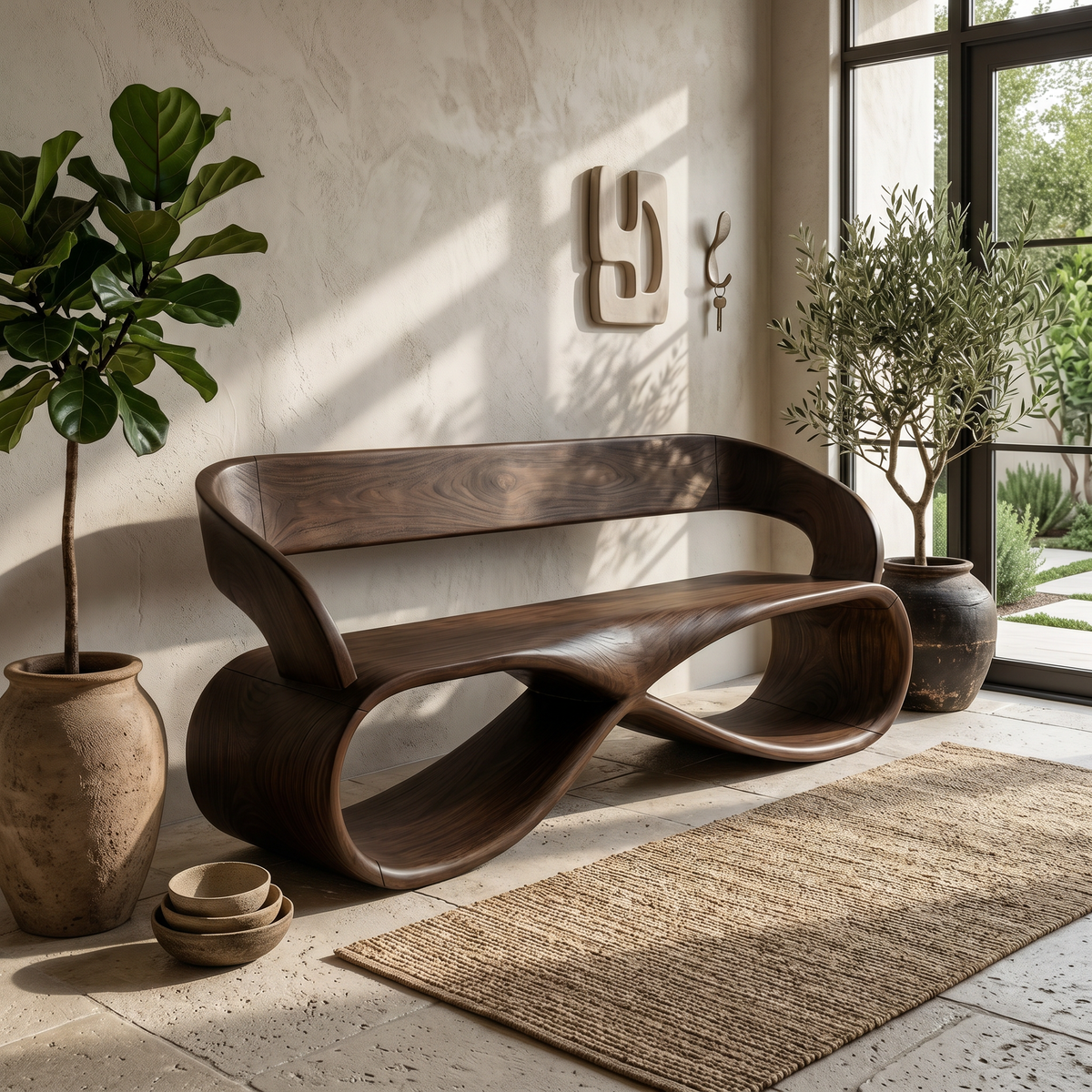Luxury Solid Wood Bench Designer Interior