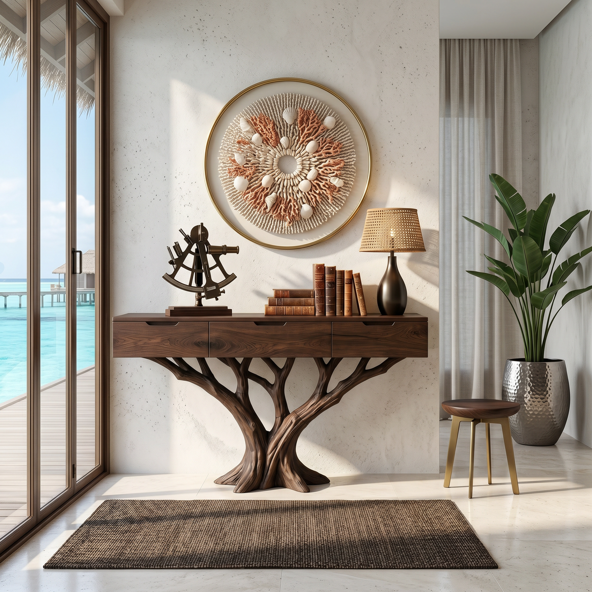 Industrial Tree Root Console Table Modern Loft