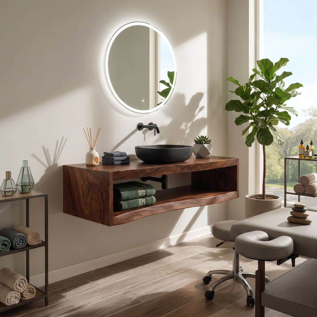 Contemporary Wood Bathroom Cabinet Tropical Villa
