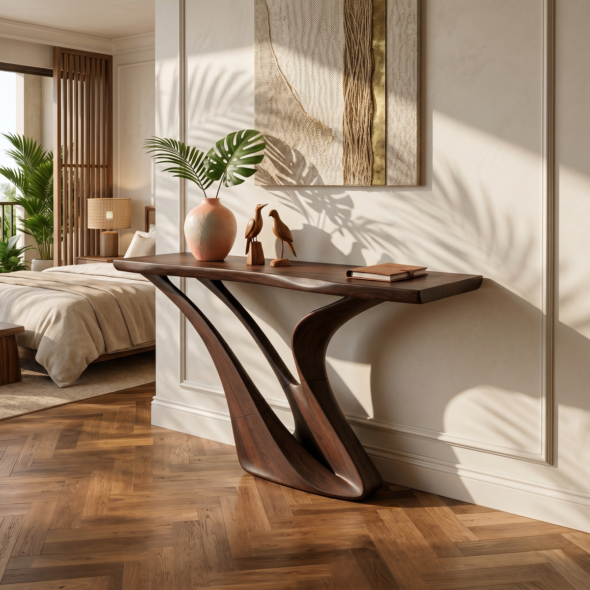 Organic Wing Base Console Table Modern Entryway