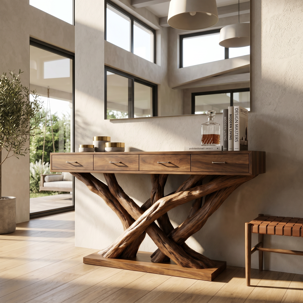 Organic Modern Twisted Root Console Table Luxury Entryway