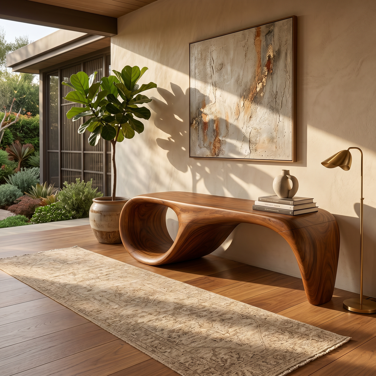 Modern Sculptural Bench Luxury Bedroom