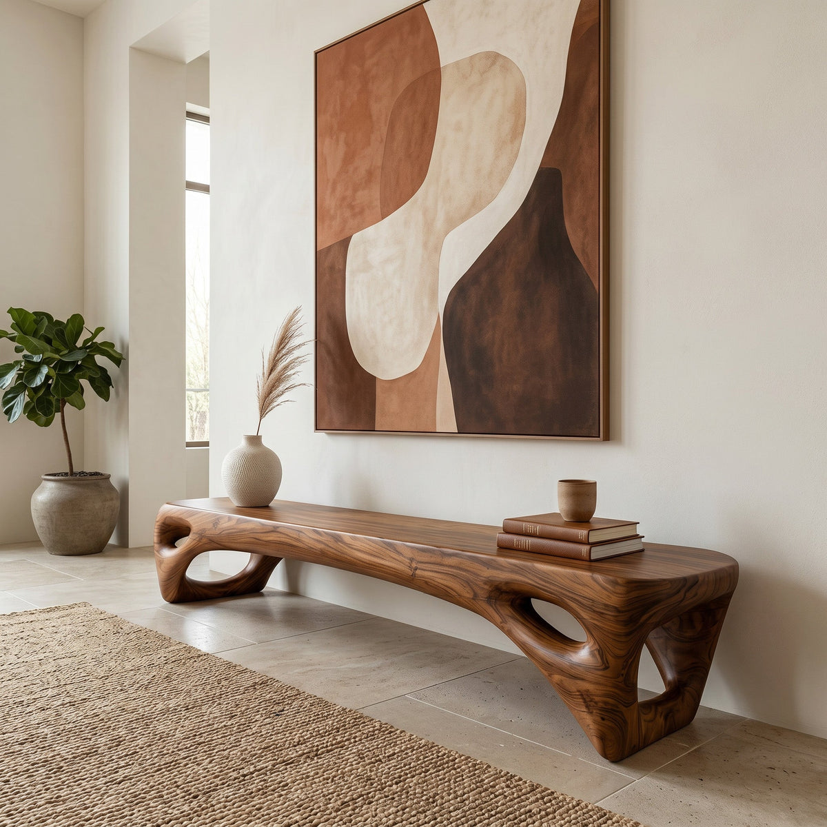 Modern Open Base Bench For Living Room