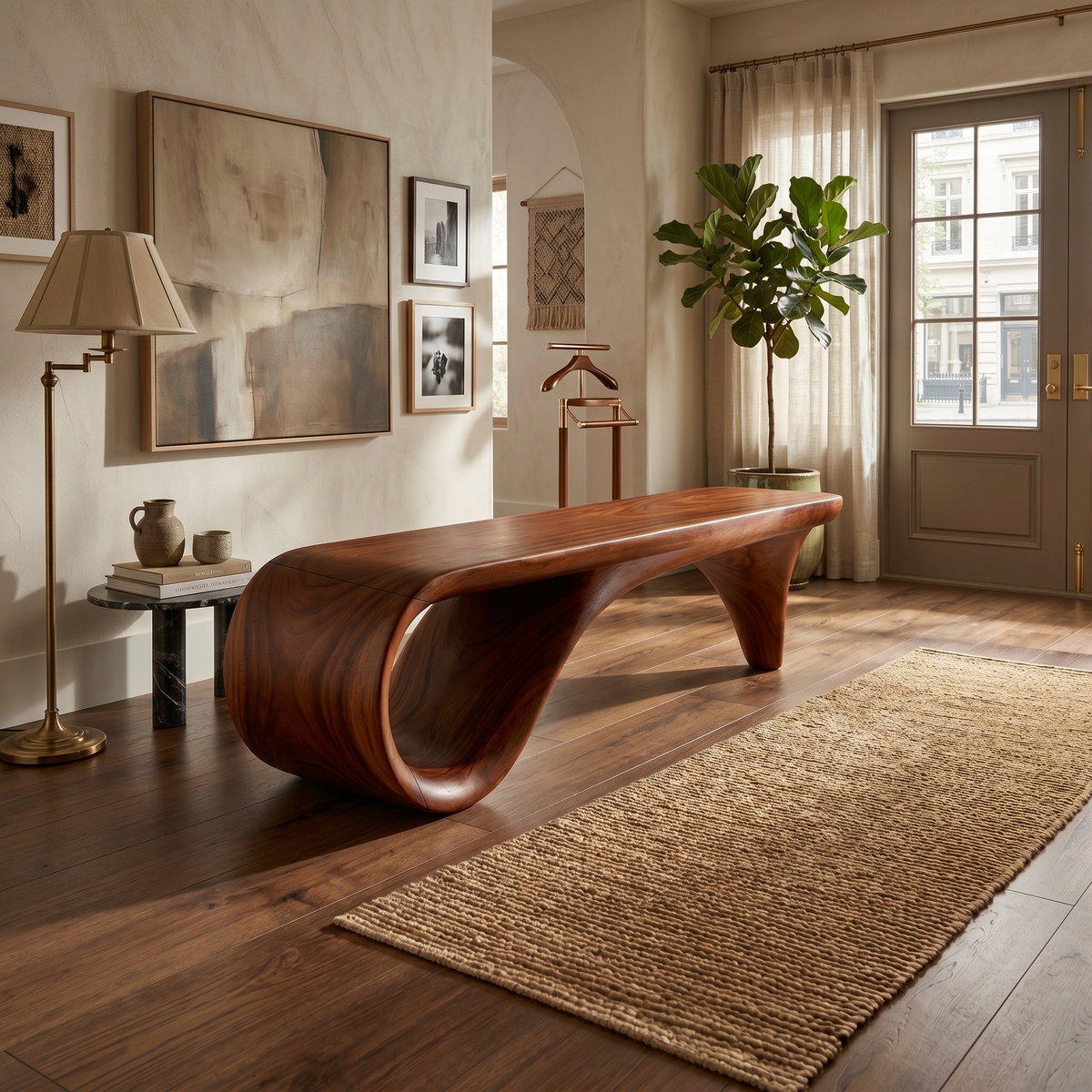 Live Edge Wooden Bench Rustic Interior