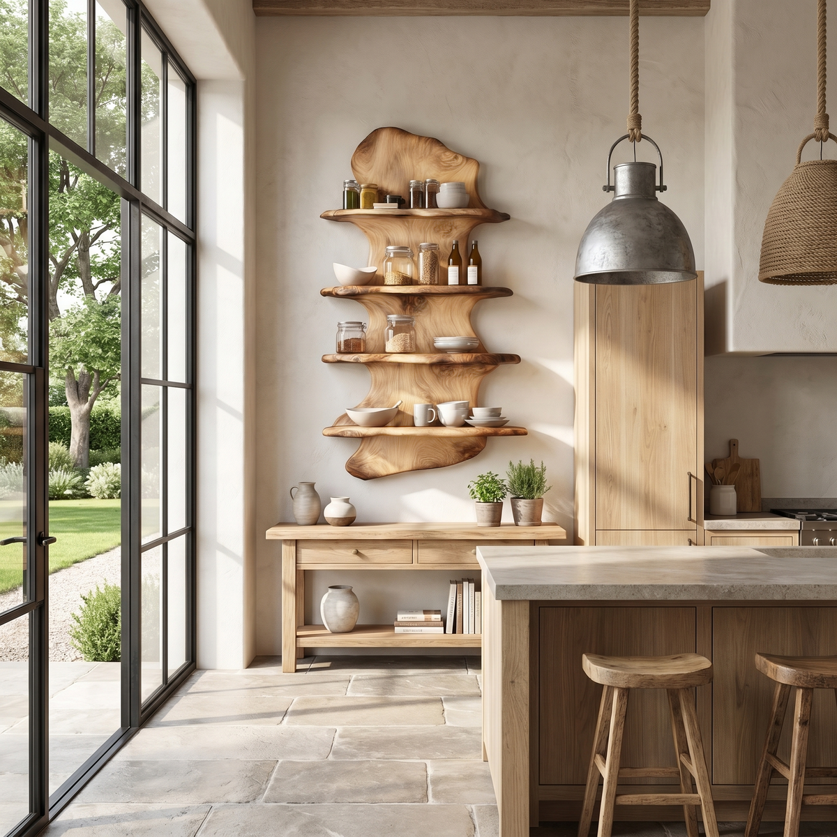Handcrafted Floating Shelf Sculptural Tree Design For Home Decor