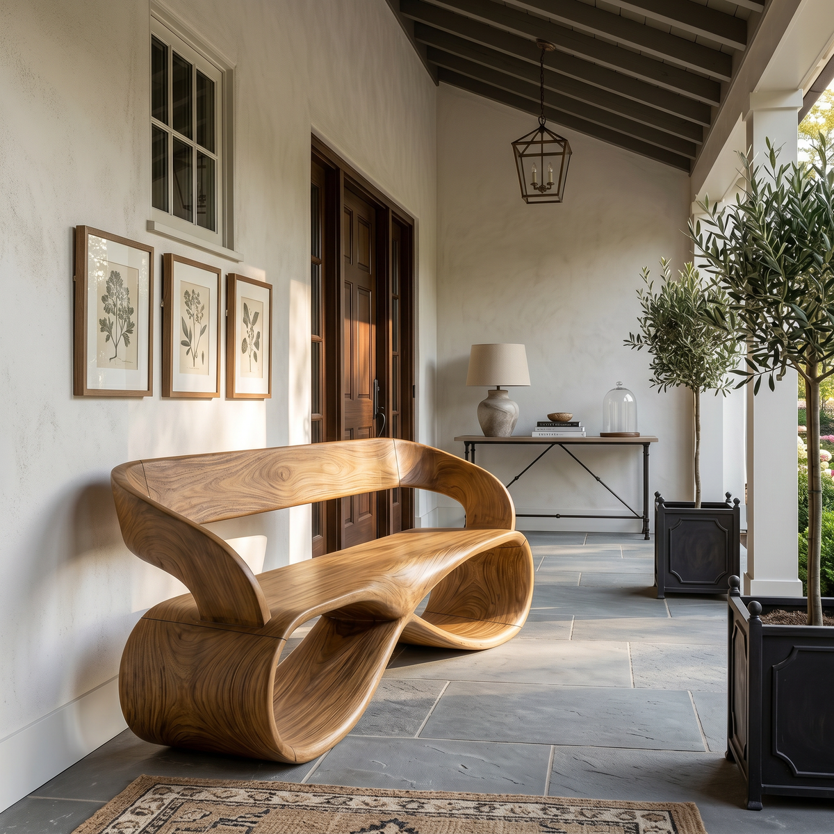 Luxury Solid Wood Bench Designer Interior