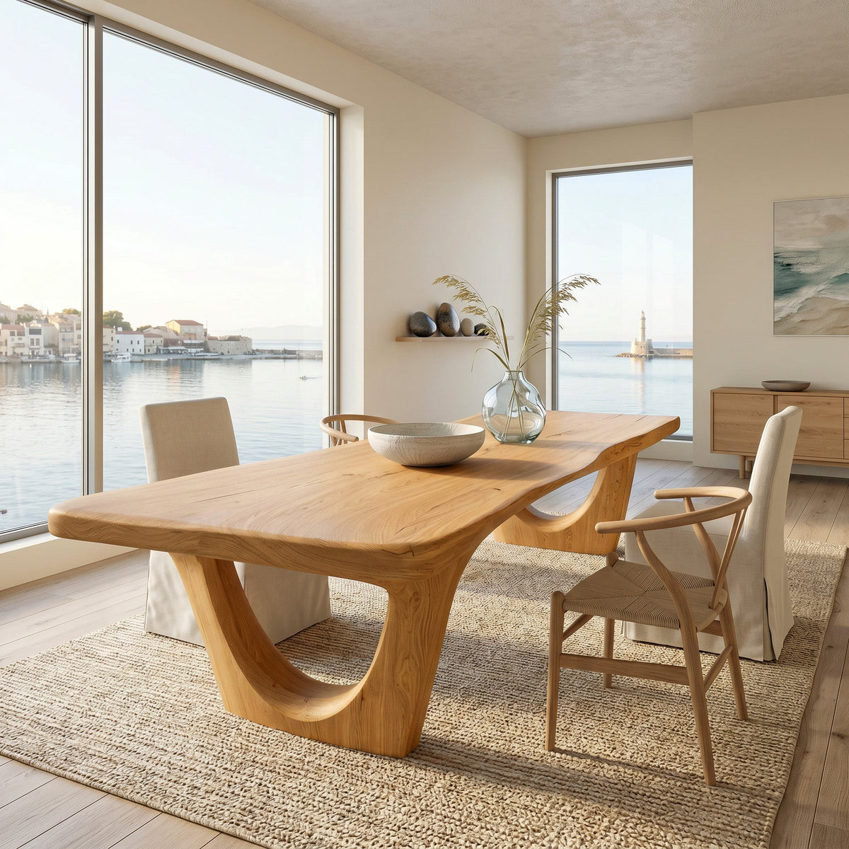 Contemporary Rectangular Sculpture Dining Table For Dining Room