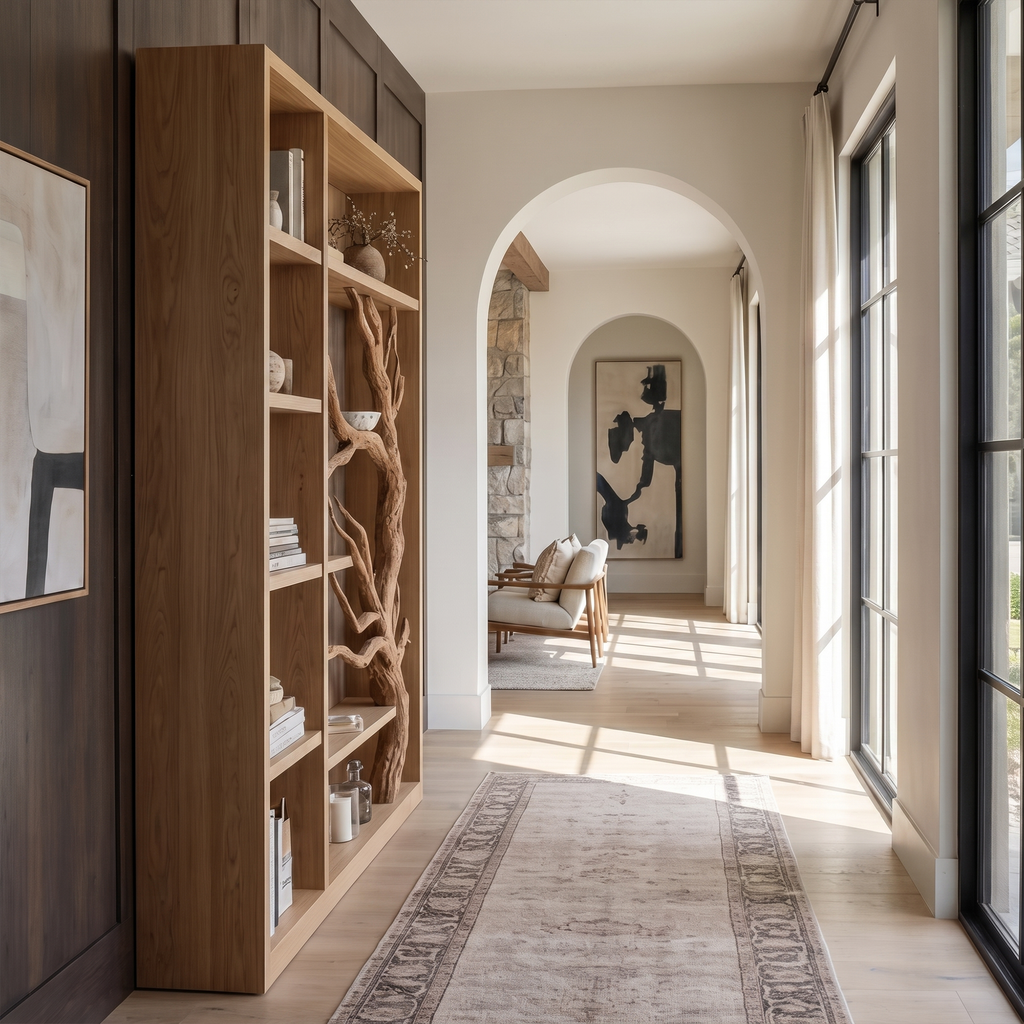 Tree Bookcase Cabinet With Open Display Shelves For Living Room And Study