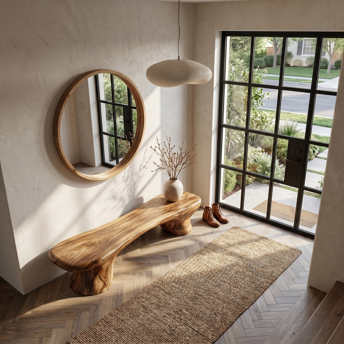 Organic Bench Natural Wood Accent Seating For Home