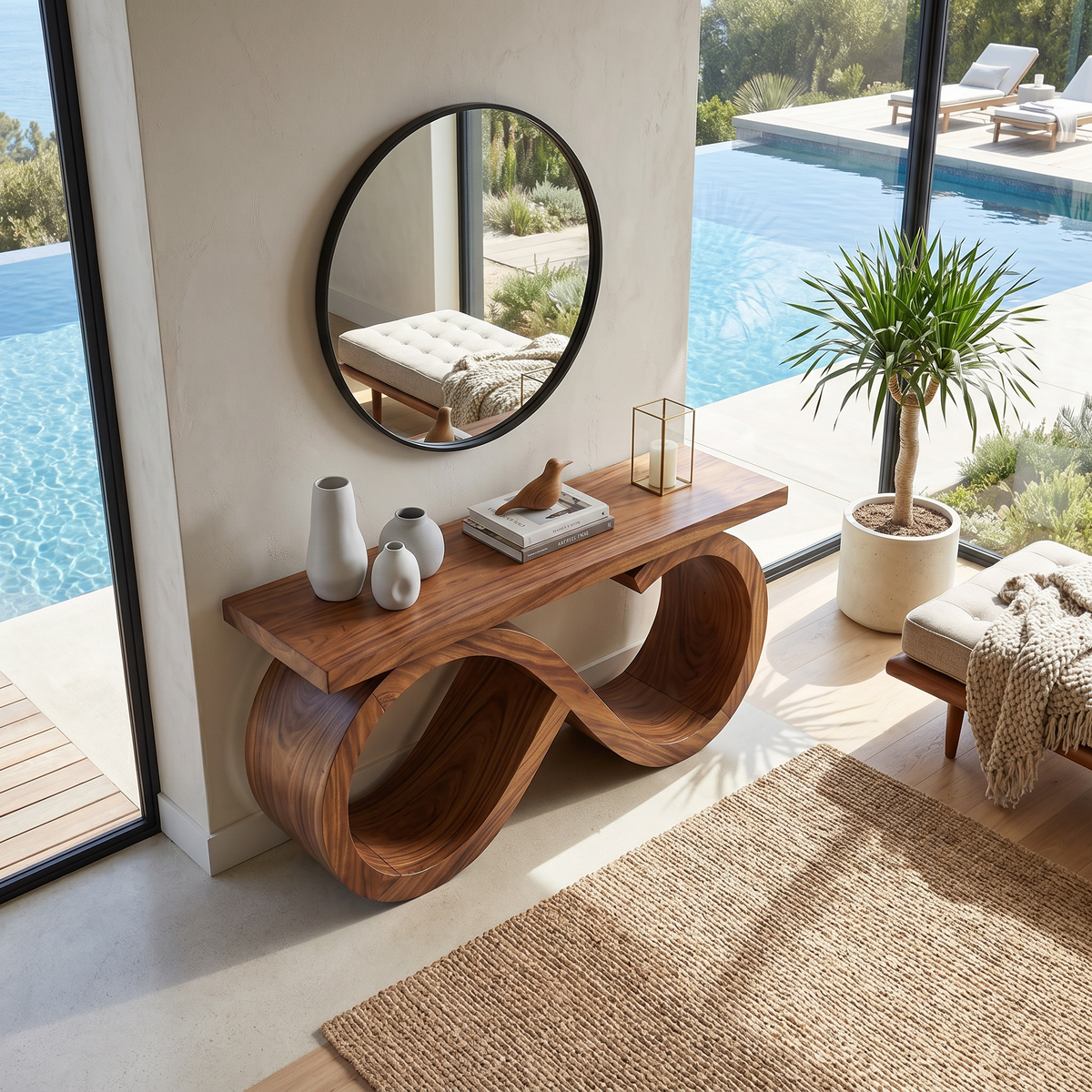 Contemporary Infinity Loop Console Table Modern Hallway
