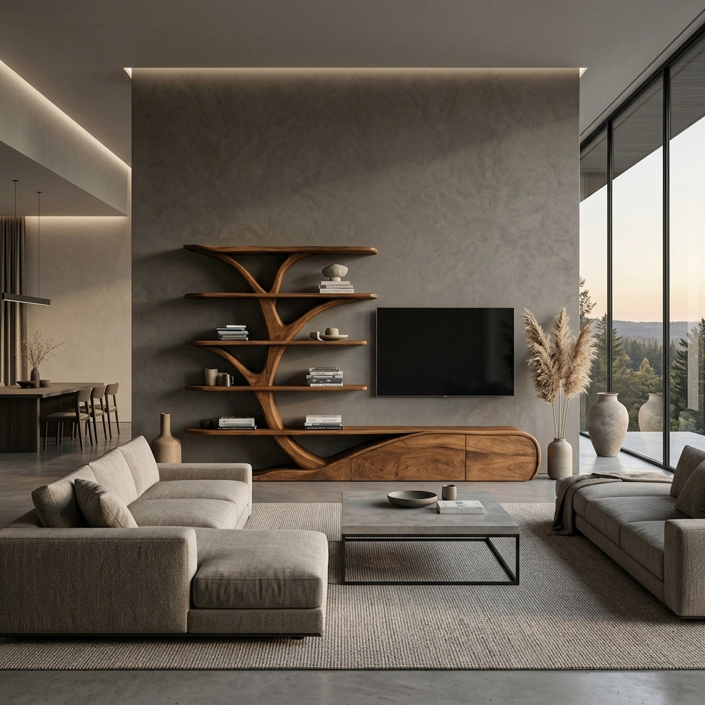 Modern Organic Tree Inspired Media Console For Living Room