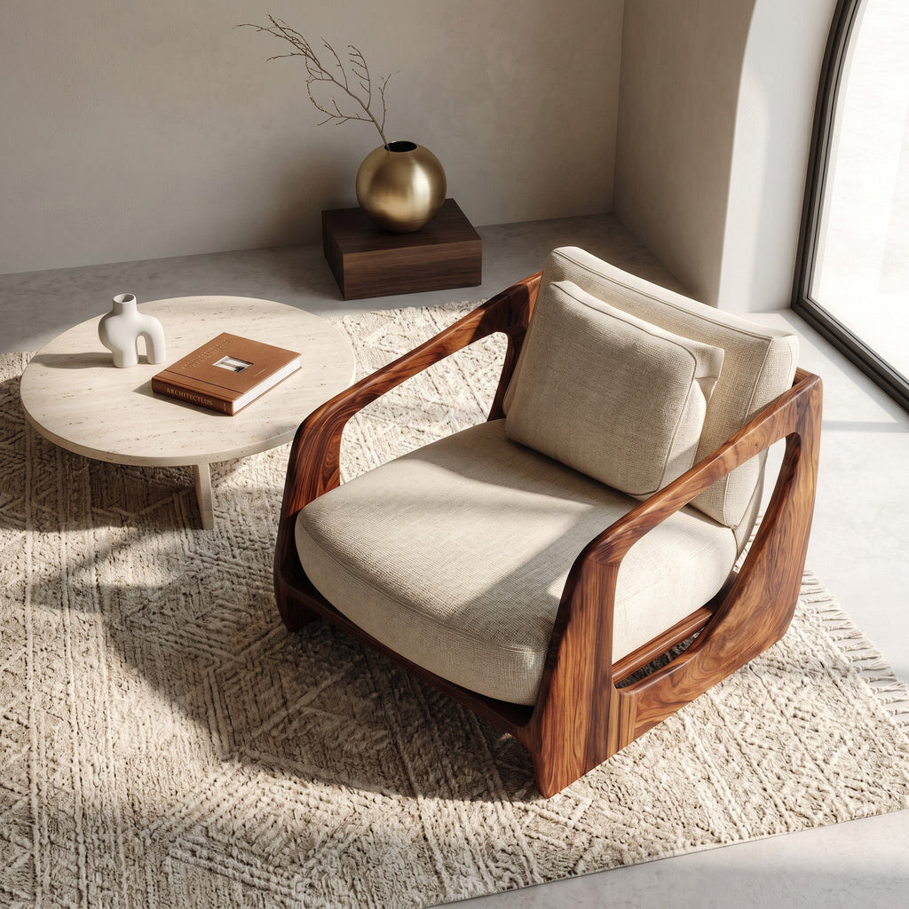 Luxury Curved Armchair For Modern Reading Nook
