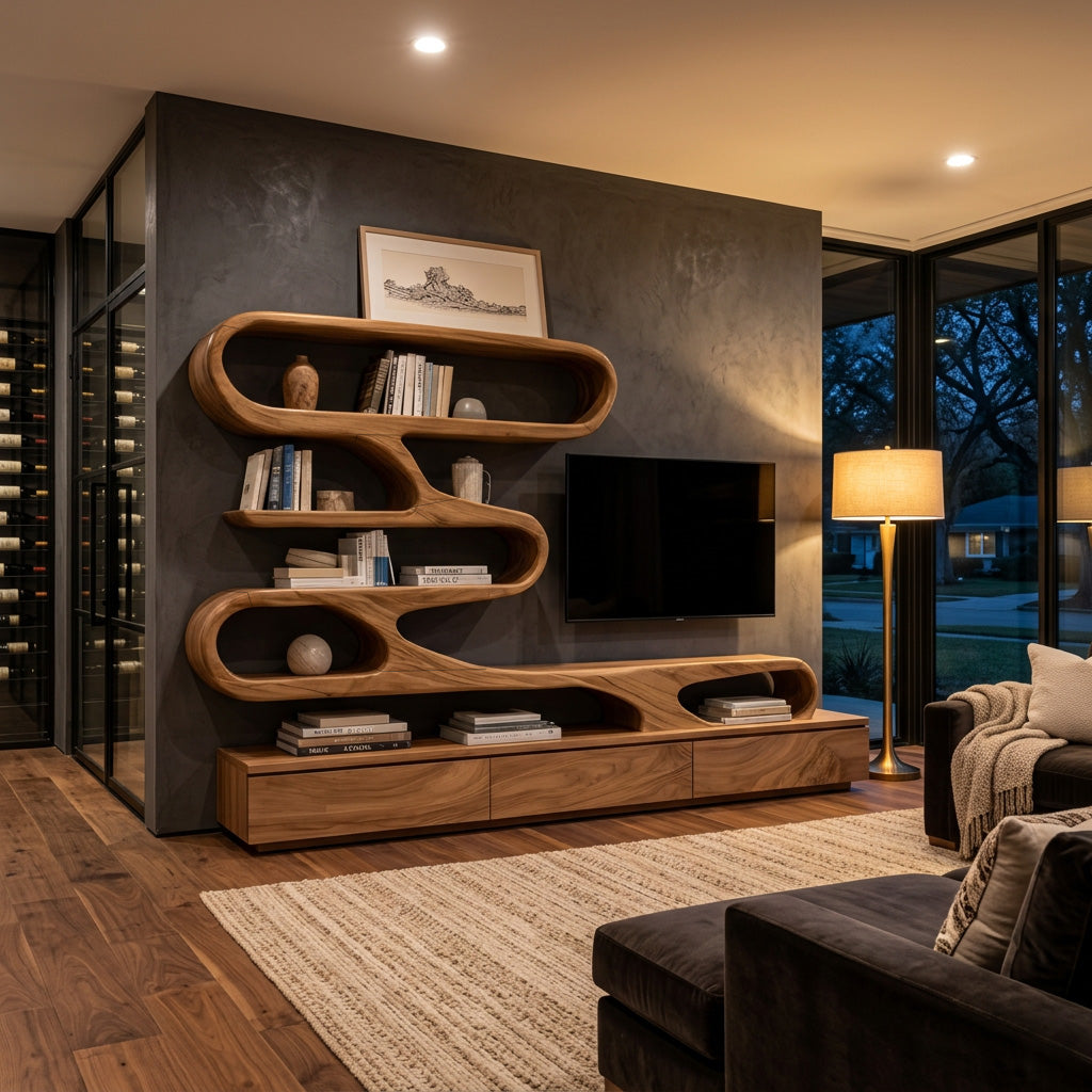 Modern Organic Wall TV Shelf System For Living Room