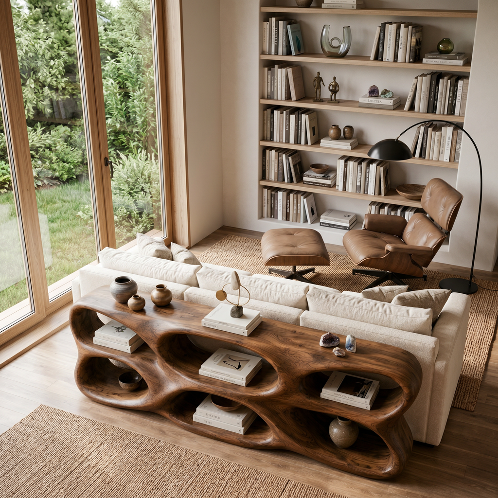 Organic Sculptural Console Table For Designer Entryway