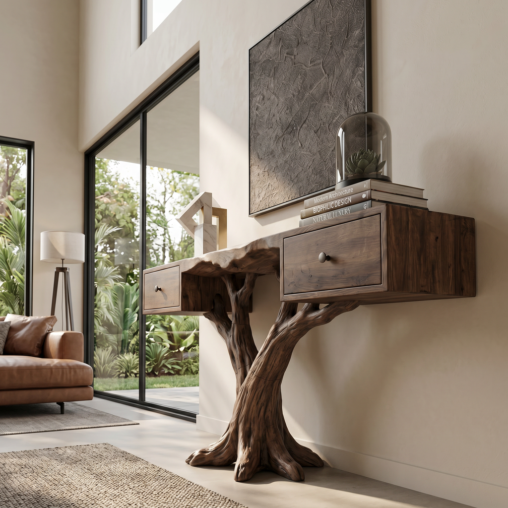 Organic Live Edge Console Table Contemporary Hallway