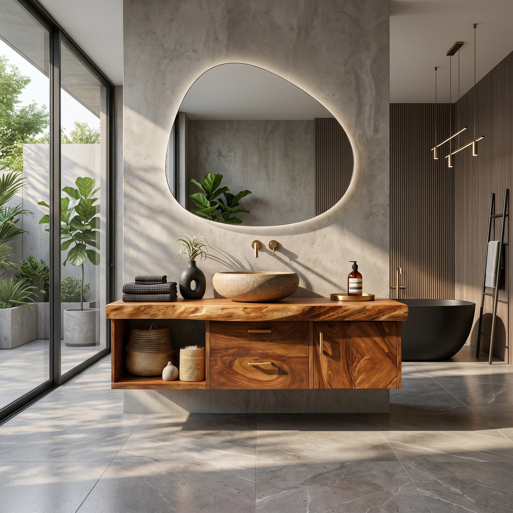 Scandinavian Wood Vanity Boutique Hotel Bathroom