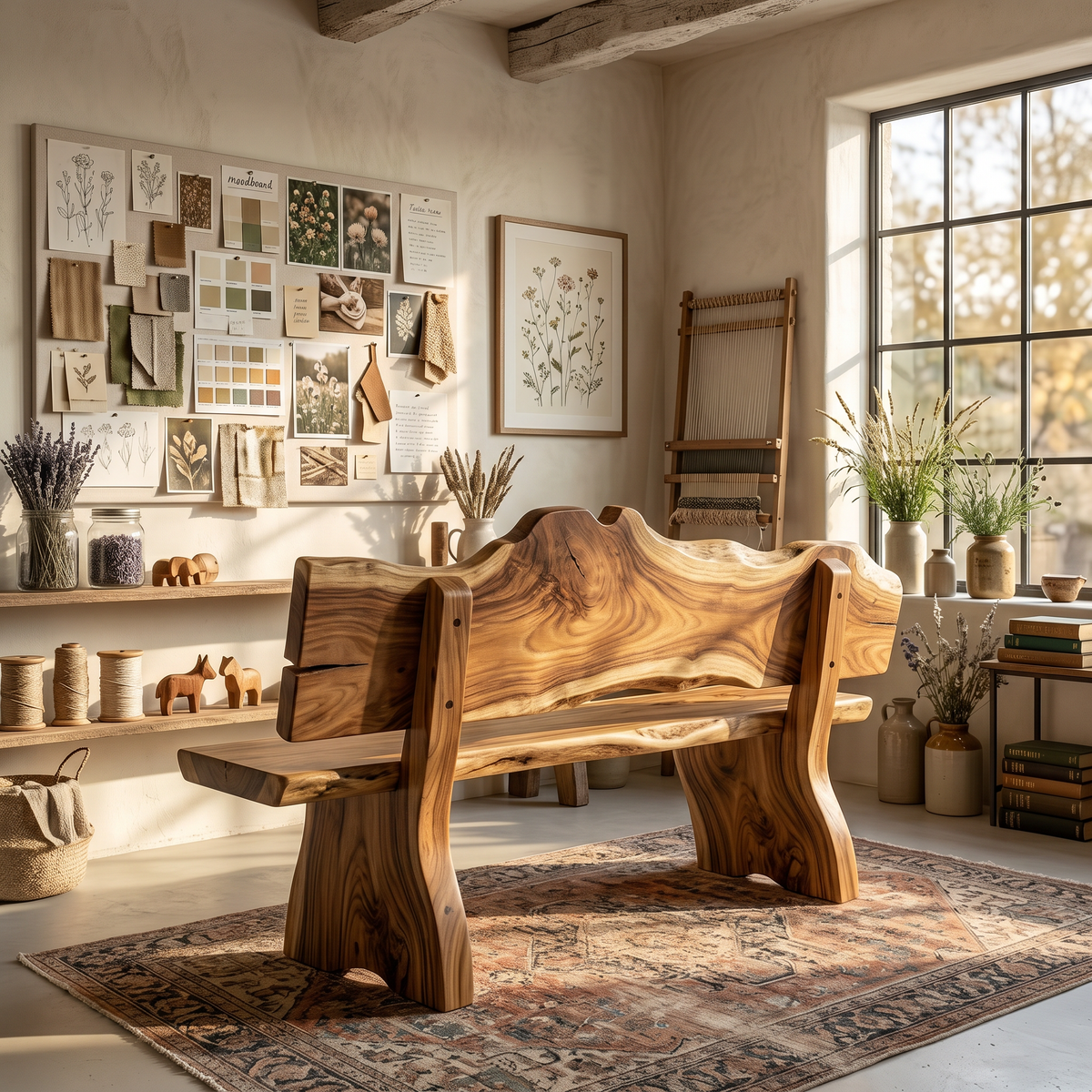 Rustic Live Edge Bench Contemporary Foyer