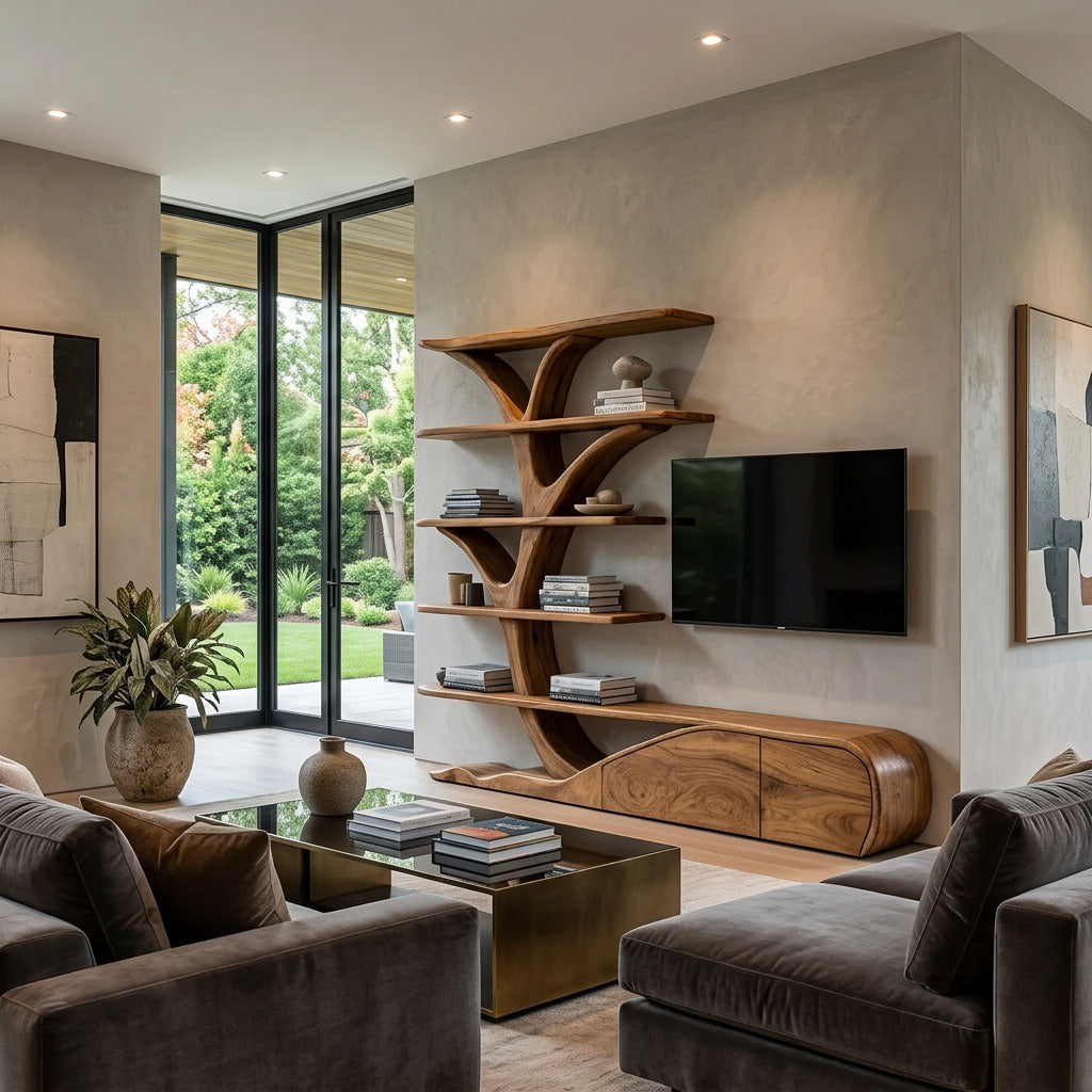 Modern Organic Tree Inspired Media Console For Living Room