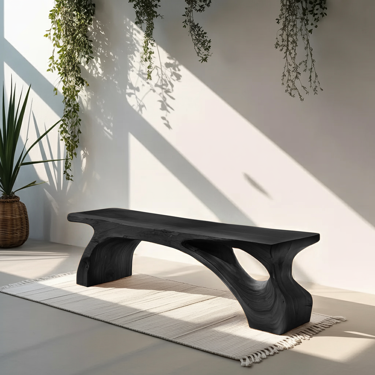 Organic Live Edge Bench For Modern Entryway Or Living Room